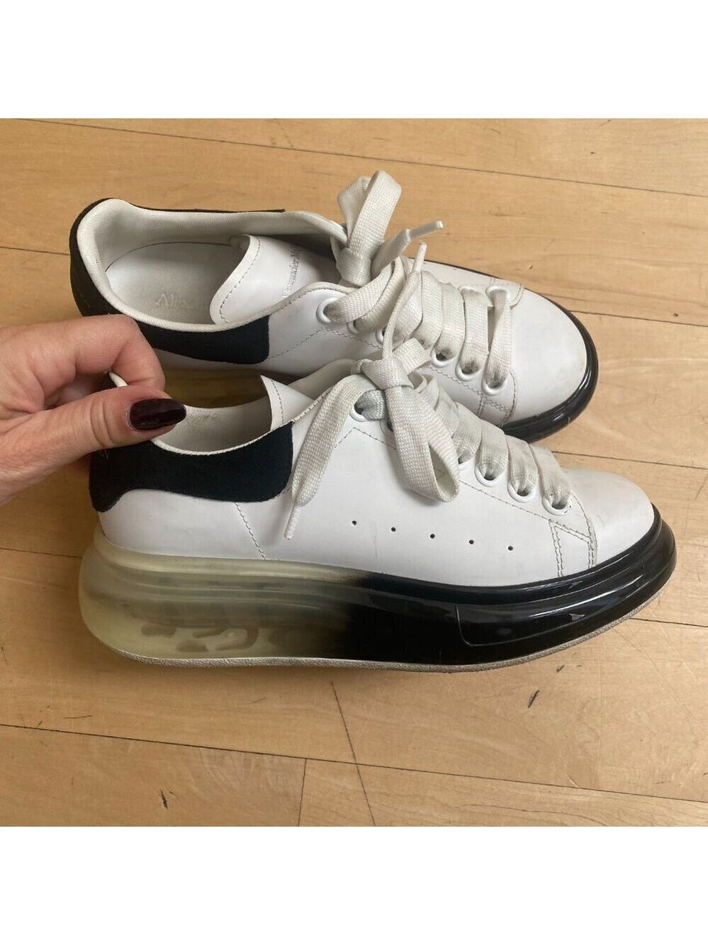 Alexander Mcqueen White Leather Sneakers Size 35 Transparent Ombre Soles